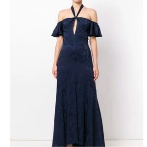 Temperley London Orbit Off The Shoulder Navy gown - size UK38/US6